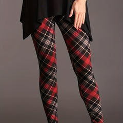  Plaid Print Skinny Trousers