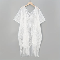 Lace Shawl Solid Cape Tassel Bikini Cover Up Thin Breathable