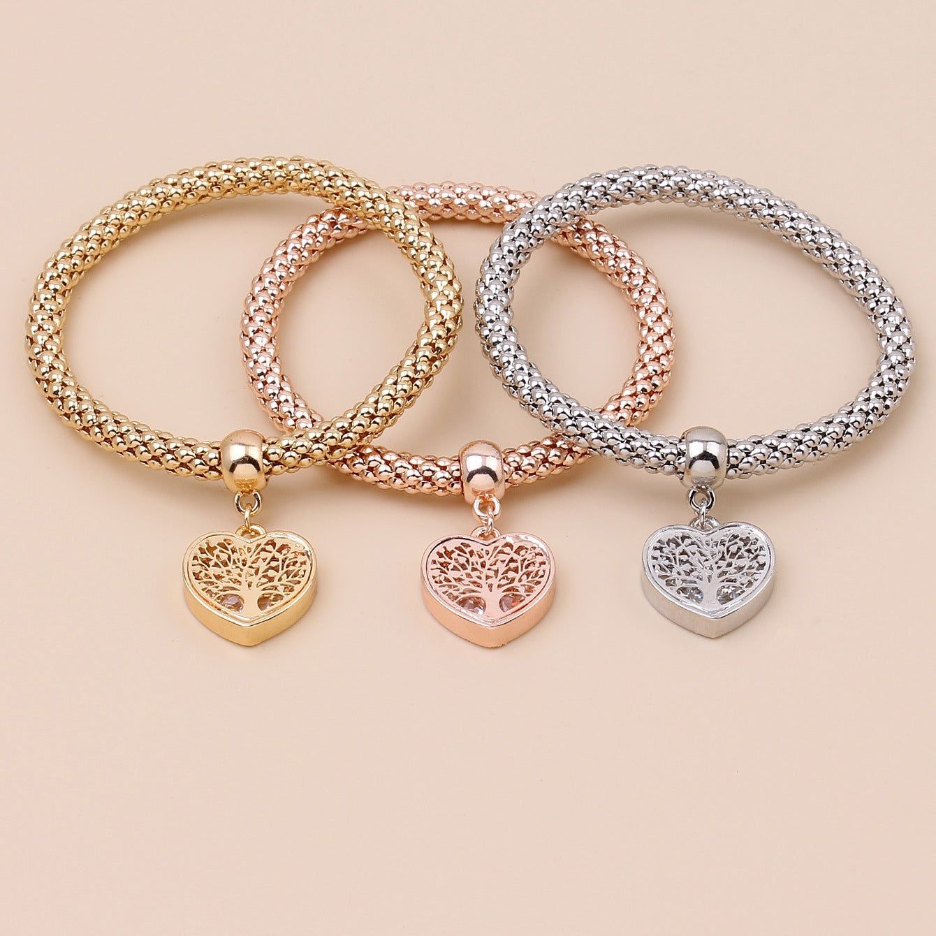 Multi-layer Silver Rose Chain Bracelet Set for Women