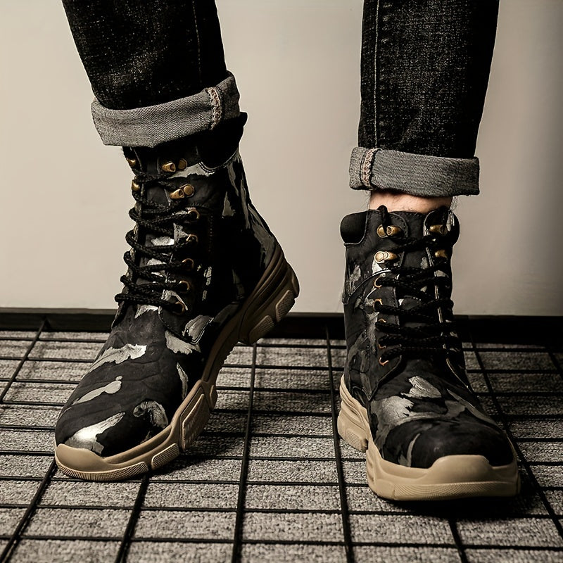 Men's Camo High Top Boots, Various Colors