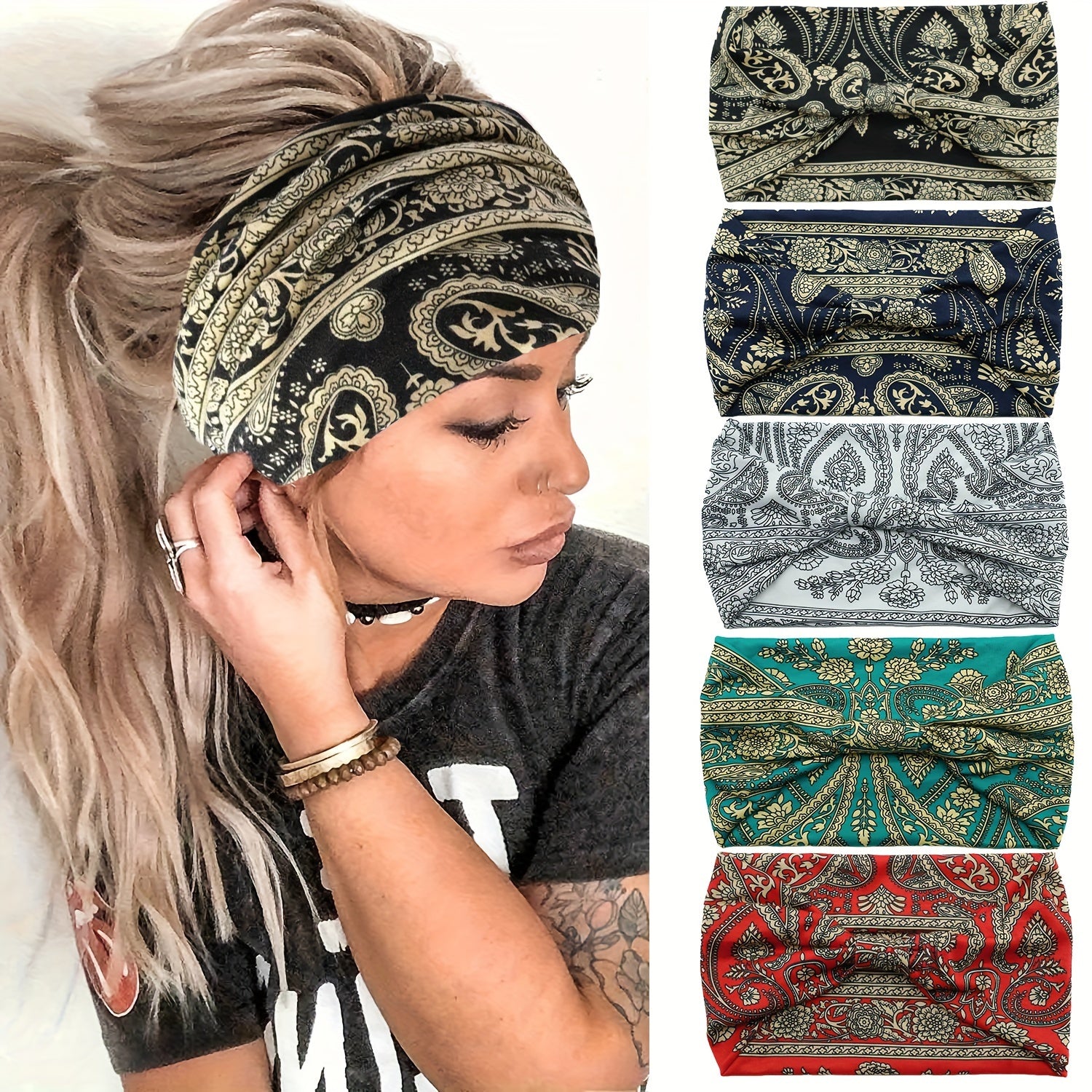 Paisley Pattern Headband Soft Hair Band Vintage Hair Accessories