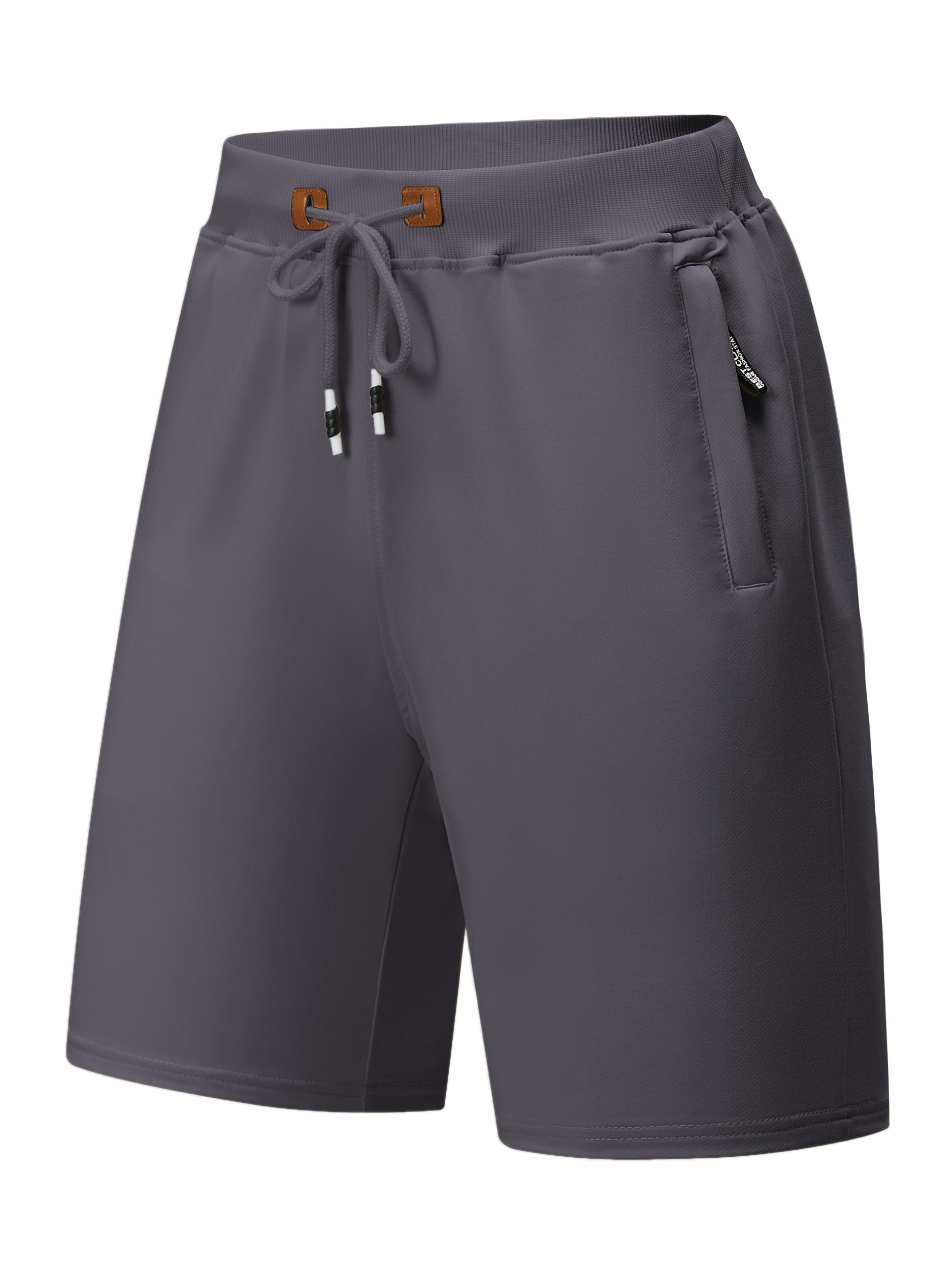 Men's Casual Fit Drawstring Shorts Elastic Waist Zip Pockets
