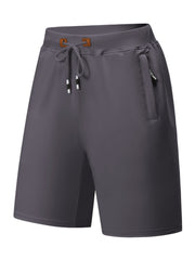 Men's Casual Fit Drawstring Shorts Elastic Waist Zip Pockets