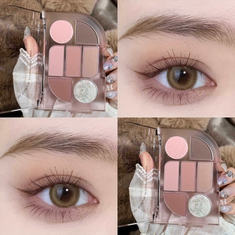 7 Colors Matte Pearly Finish Eyeshadow Palette Earth Tones Daily Makeup