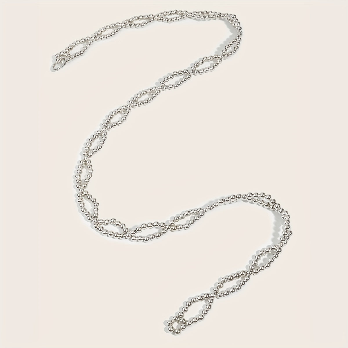 Silvery Beaded Waist Chain Classic Metal Belt Dress Girdle Body Jewelry Women