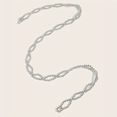 Silvery Beaded Waist Chain Classic Metal Belt Dress Girdle Body Jewelry Women