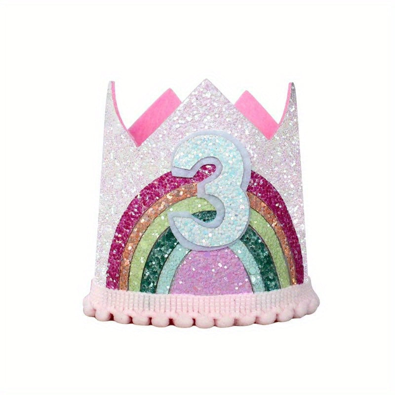 Felt Rainbow Birthday Party Crown 1st 2nd 3rd Happy Birthday Decor