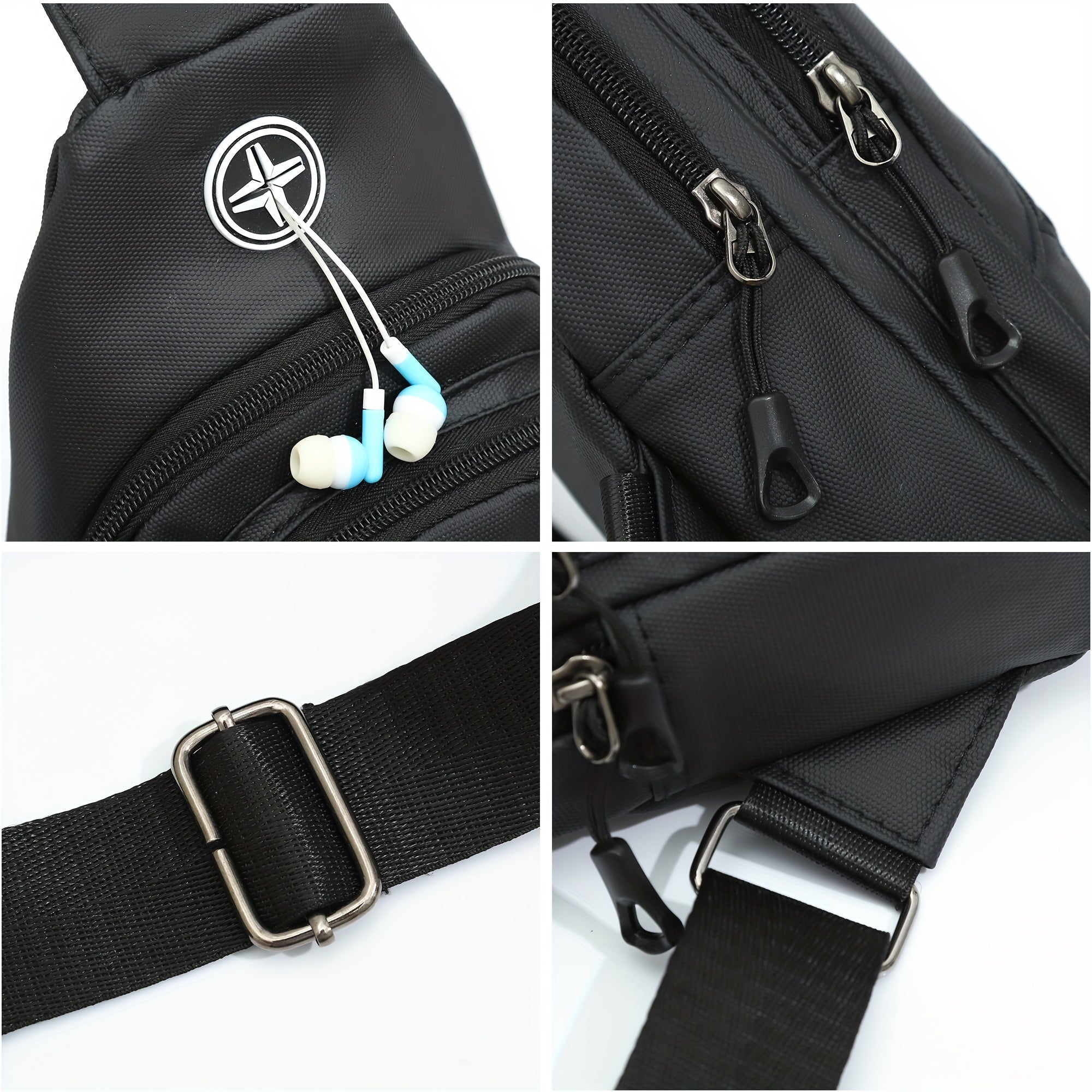 Men's Crossbody Bag Multifunctional Shoulder Bag With Earphone Hole
