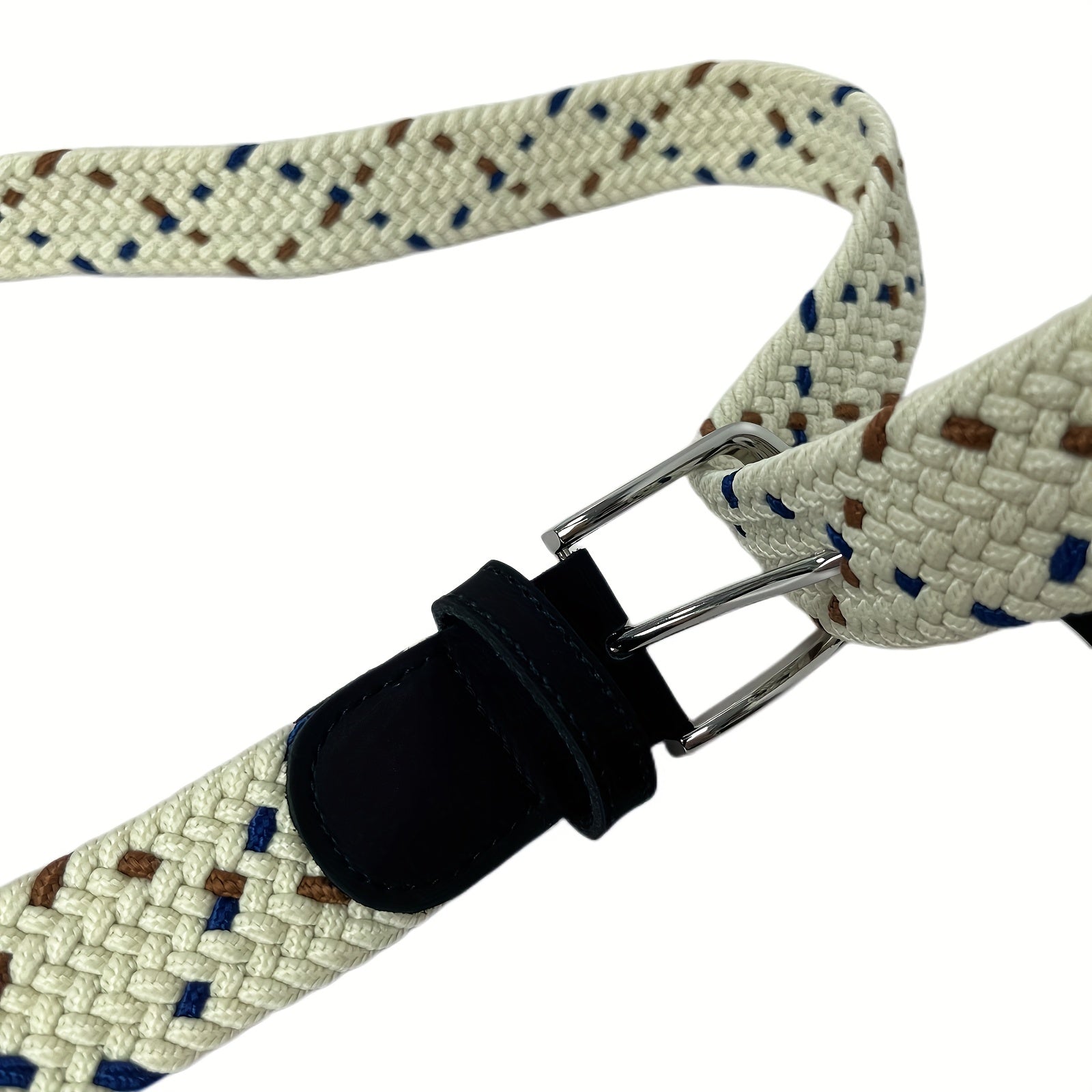 Casual Beige Square Plaited Belt Men's Canvas Woven Belt