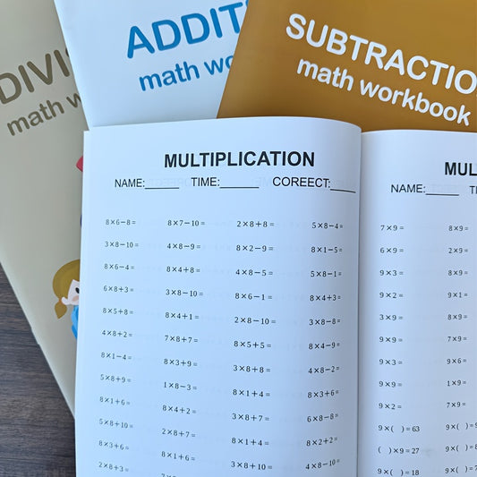 Math Workbook for Kids 4-12 Addition Subtraction Multiplication Division