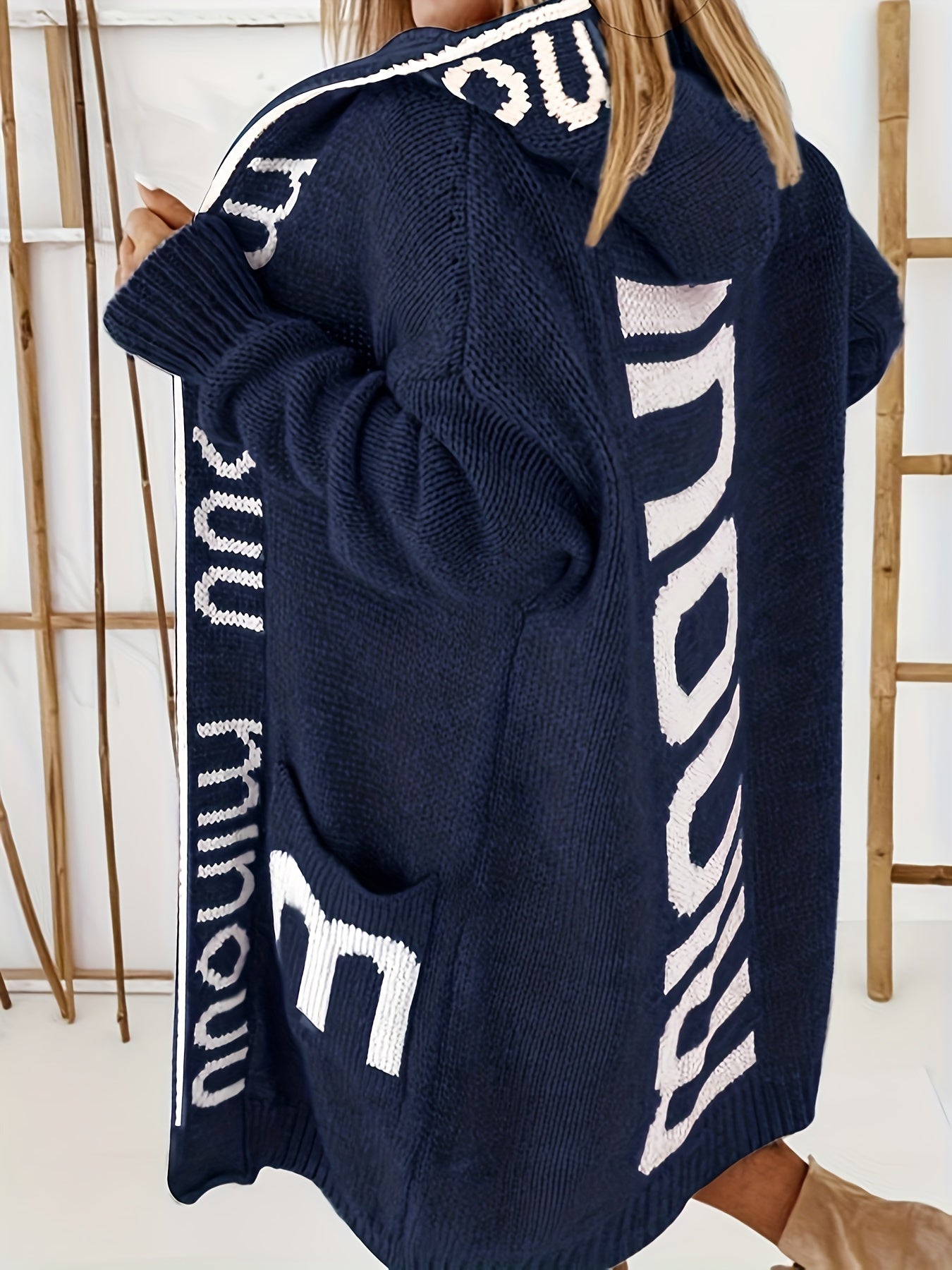 Waterfall Collar Knit Cardigan Hooded Sweater