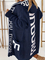 Waterfall Collar Knit Cardigan Hooded Sweater