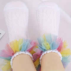 Girls Colorful Mesh Ankle Socks Breathable Comfortable Princess Socks