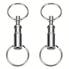 2pcs Quick Release Keychain Detachable Dual Key Ring Lock Ho