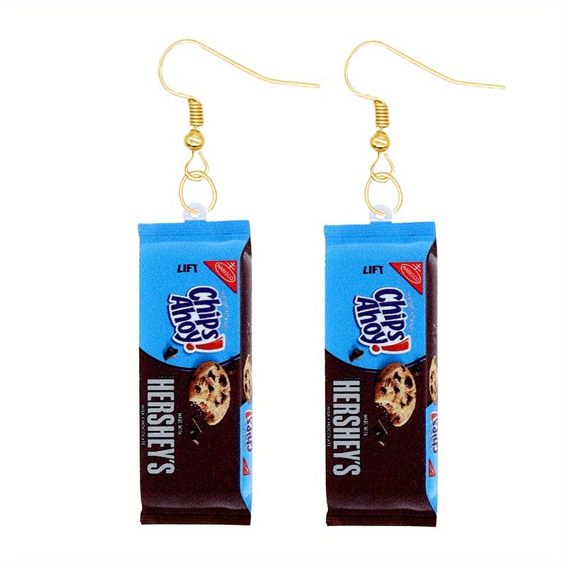 Funny Biscuit Chip Chocolate Dangle Earrings Acrylic Jewelry
