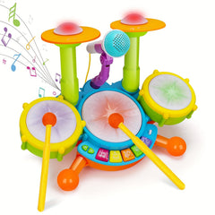 Drum Set Musical Toys for Toddlers with Microphone