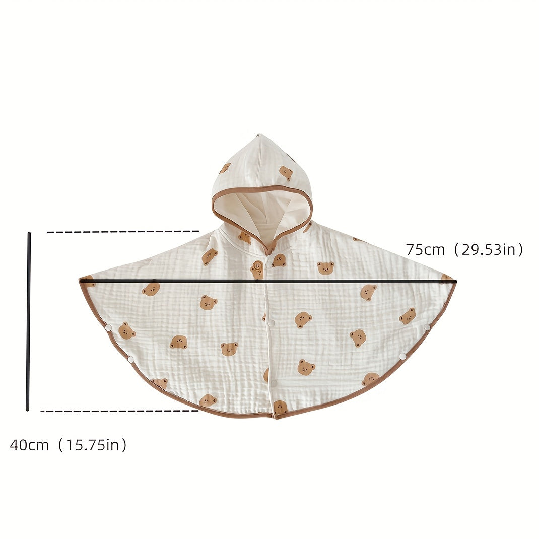 Cotton Gauze Printed Cloak Windproof Shawl for Baby 1-3 Years Spring Autumn
