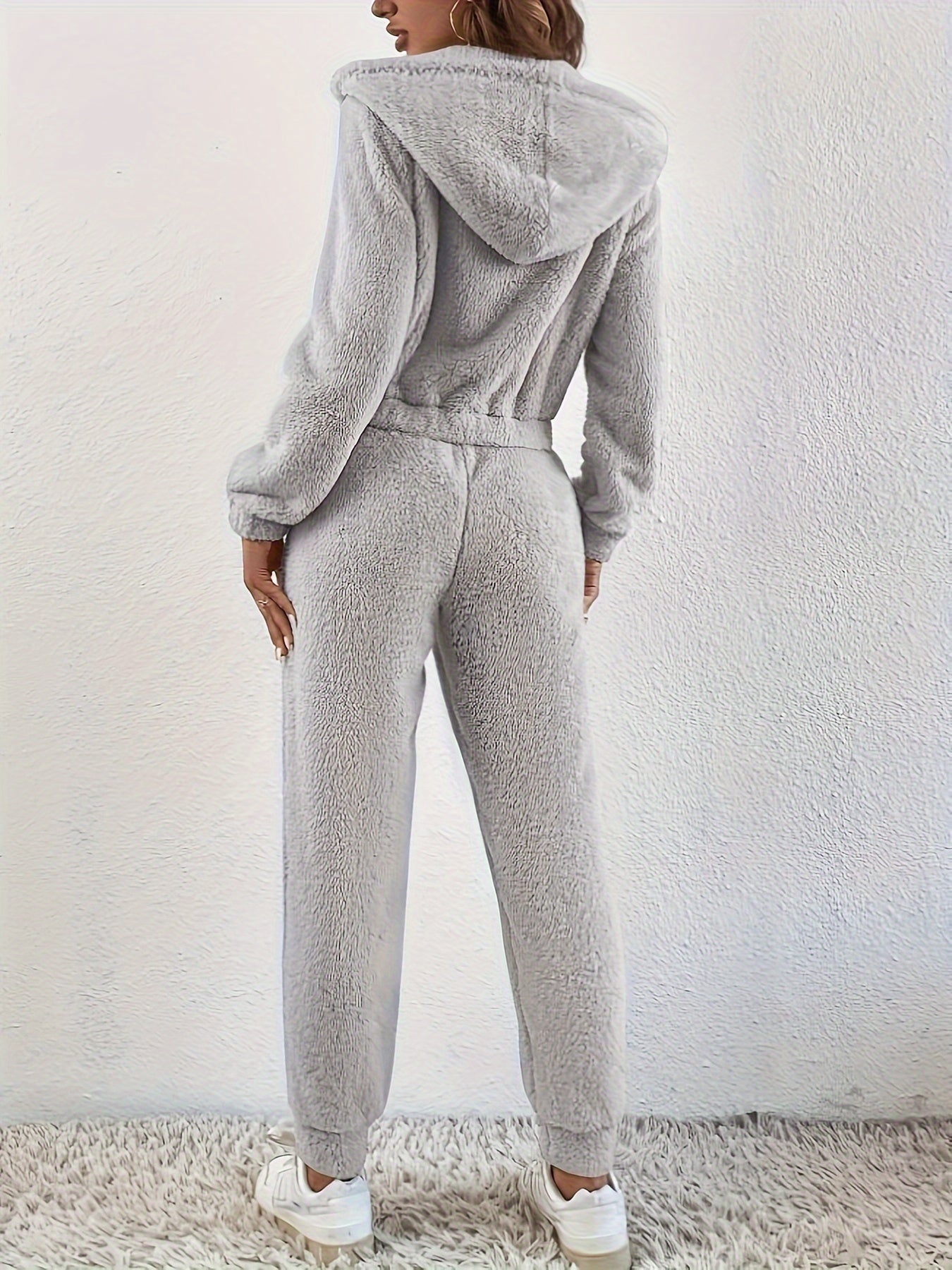  Fleece Zip Hooded Coat & Jogger Pants Set