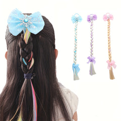 3pcs Colorful Wig With Bow Hair Ties for Girls