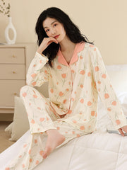 Floral Print Pajama Set Long Sleeve Top & Pants