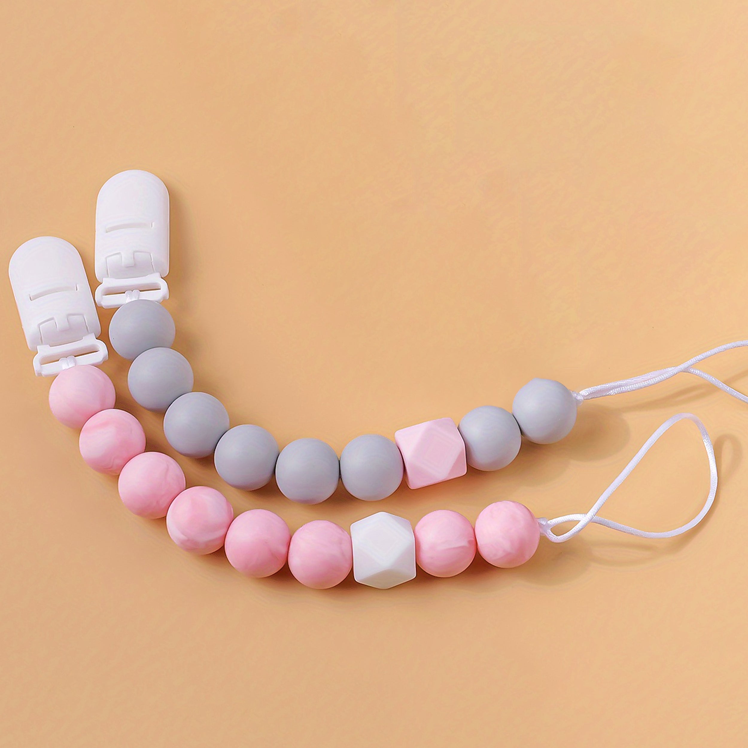 Baby Pacifier Clips Set Silicone Beads Nipple Holder Teething Toys