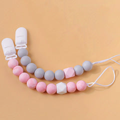 Baby Pacifier Clips Set Silicone Beads Nipple Holder Teething Toys