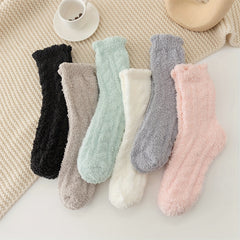 6 Pairs Thickened Fuzzy Socks Warm & Cozy Women's Stockings