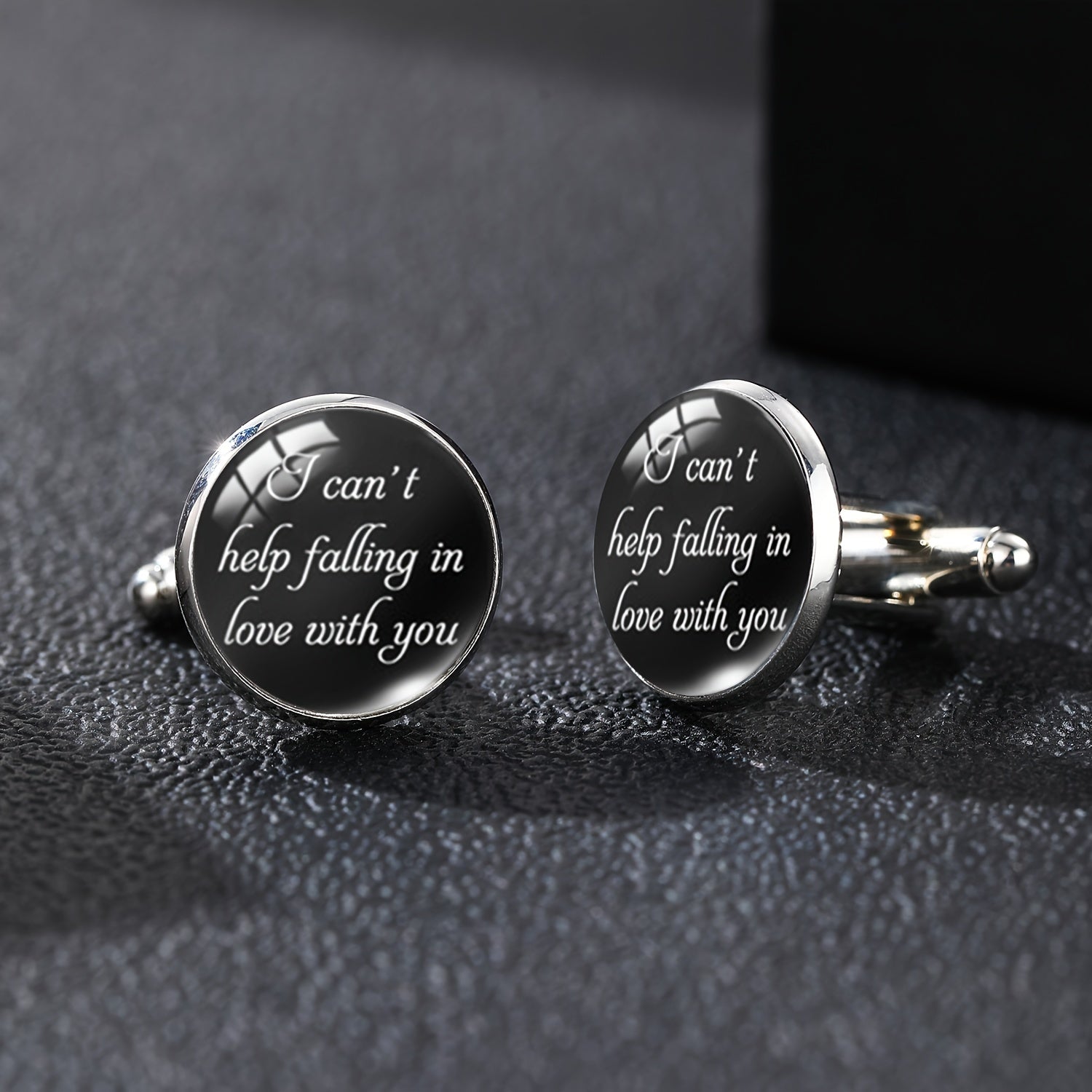 Personalized I Love You More & Can't Help Falling In Love Cufflinks