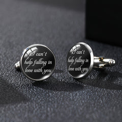 Personalized I Love You More & Can't Help Falling In Love Cufflinks