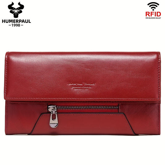 HUMERPAUL RFID Blocking Long Clutch Women's Wallet Red