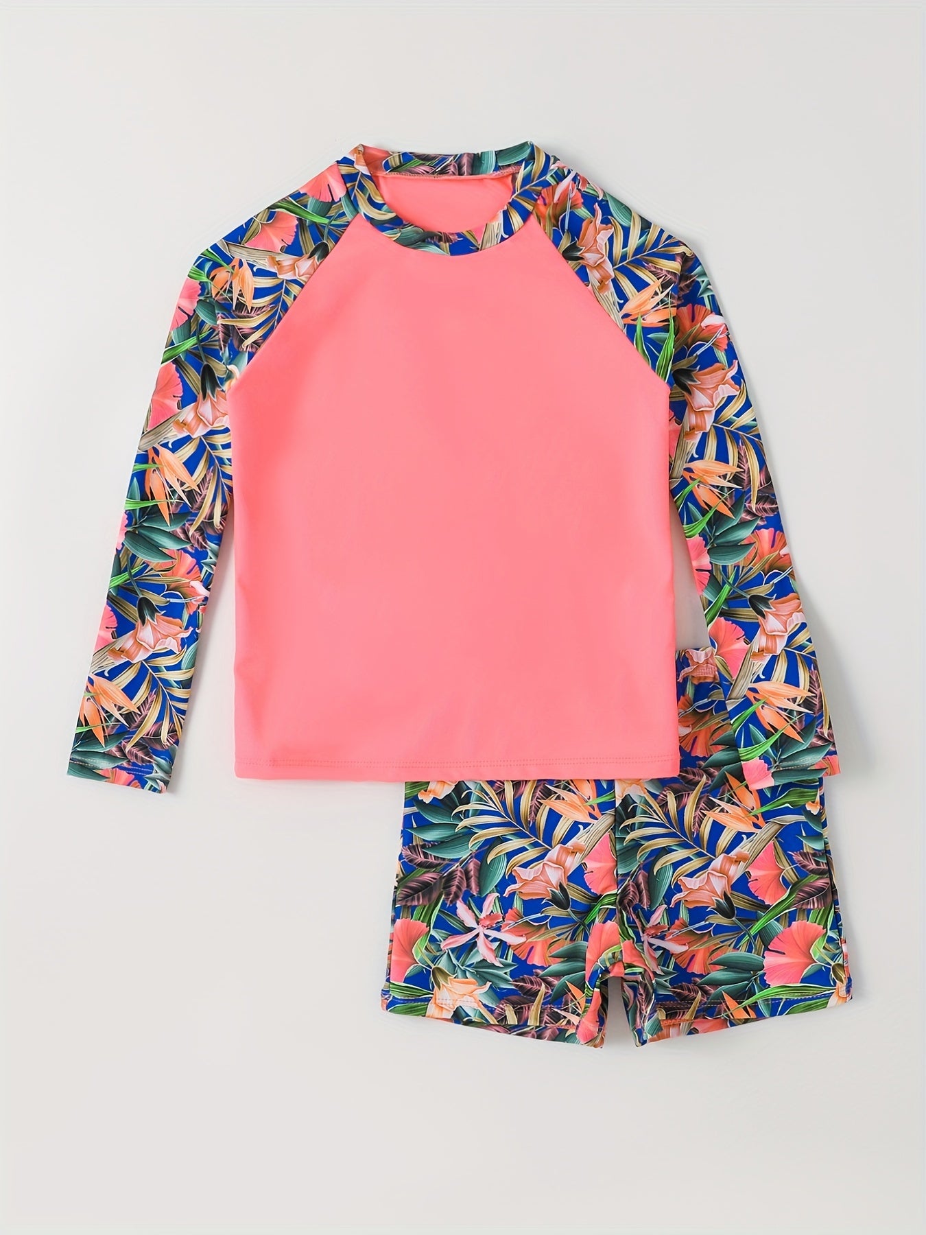 Boys Sunscreen Swimsuit Outfit Long Sleeve Top & Shorts Set