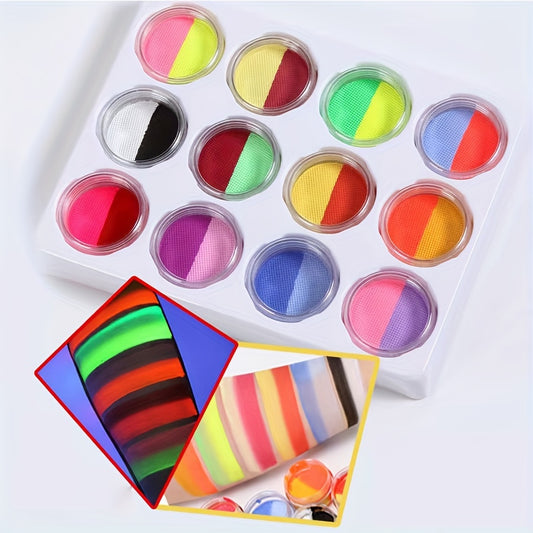 12pcs Dual Tone Body Paint Set for Festivals, Parties & Stage