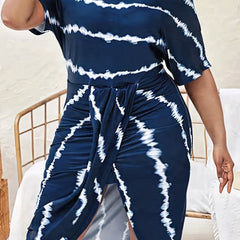  One Shoulder Striped Print Draped Front Dress