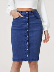 Slim Fit Denim Skirt High Waist Split Denim Skirt Women's Clothing