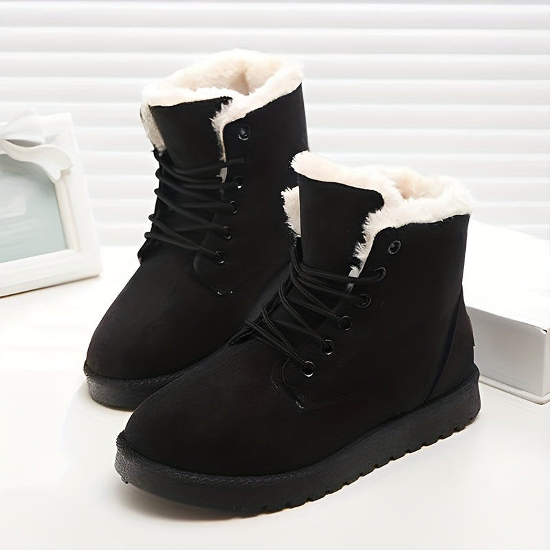 Women's Snow Boots Faux Fur Lining Warm Ankle Boots Mid Calf Boots