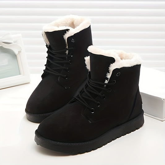 Women's Snow Boots Faux Fur Lining Warm Ankle Boots Mid Calf Boots