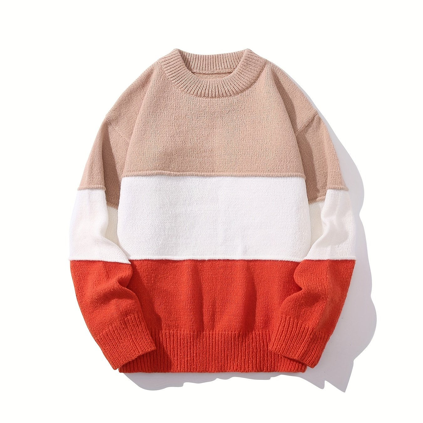 Men's Crew Neck Long Sleeve Sweater Casual Knitted Pullover