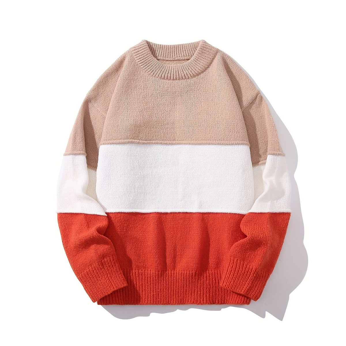 Men's Crew Neck Long Sleeve Sweater Casual Knitted Pullover