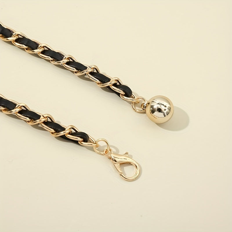Adjustable Braided Waist Chain Ball Pendant Belly Chain Decorative Dress Girdle