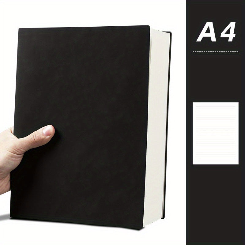 480 Page A4 Notebook, Soft Leather, Thick Horizontal Lines