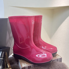 Women's Red Waterproof High Top Rain Boots
