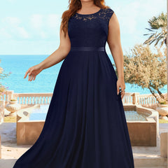  Lace Cap Sleeve Wedding Maxi Dress