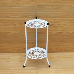 1pc Double Iron Art Flower Stand for Courtyard Balcony Succulent Green Straw