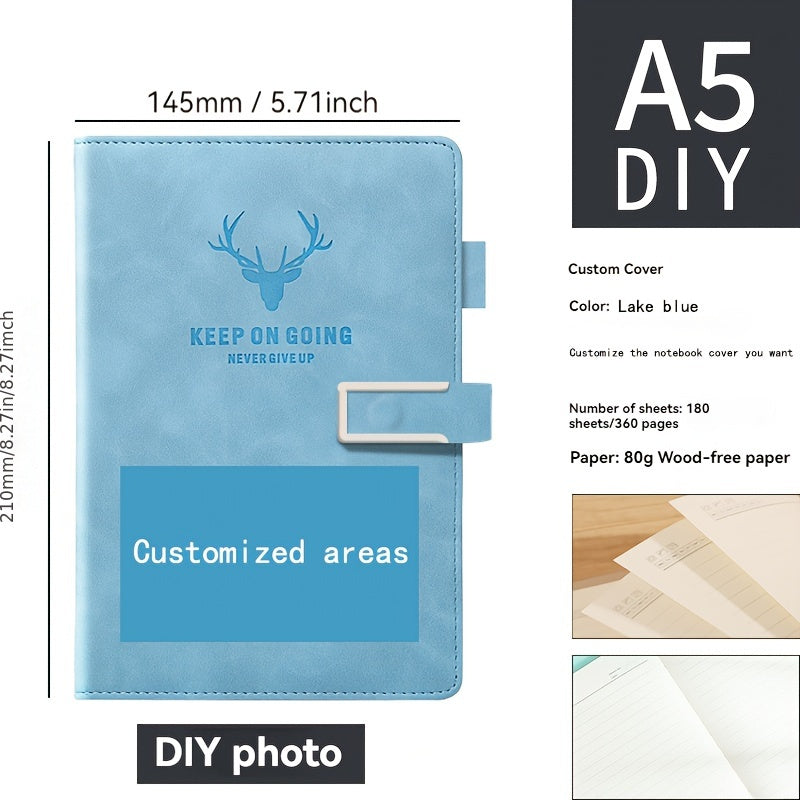 Personalized A5 Notebook with 200 Pages Soft Cover and Bookmark