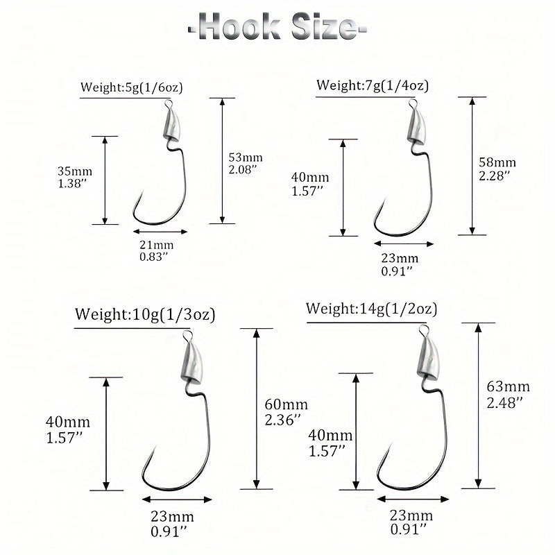 5pcs Bullet Lead Head Hooks Soft Worm Hooks