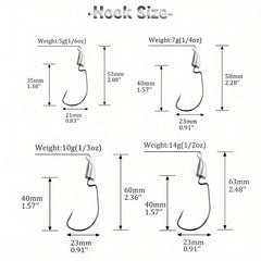 5pcs Bullet Lead Head Hooks Soft Worm Hooks
