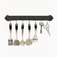Dollhouse Kitchen Accessories Set with Decorative Patterns & 7 Metal Hooks