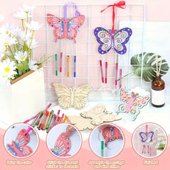 10pcs DIY Wooden Wind Chimes Butterfly Enjoy Drawing Fun