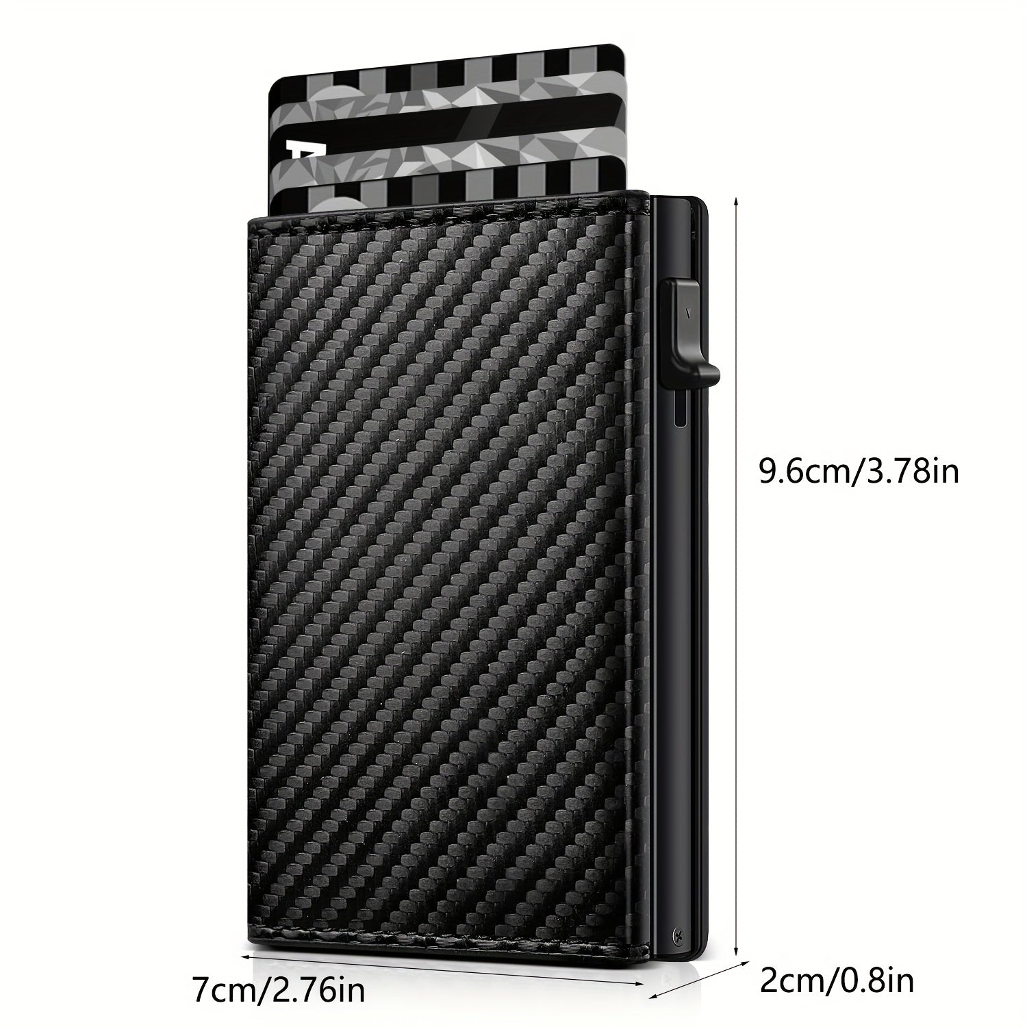 Men's Carbon Fiber Magnetic Card Holder Airtag Leather RFID Zipper Coin Purse
