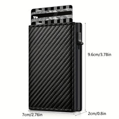 Men's Carbon Fiber RFID Blocking Card Holder with Zipper Coin Purse